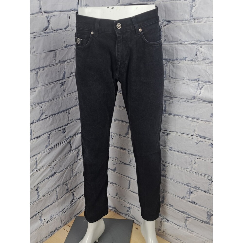 Versace Men's Slim Fit Jeans Medusa Head Italy Black Faded 30 Actual 32x28.5